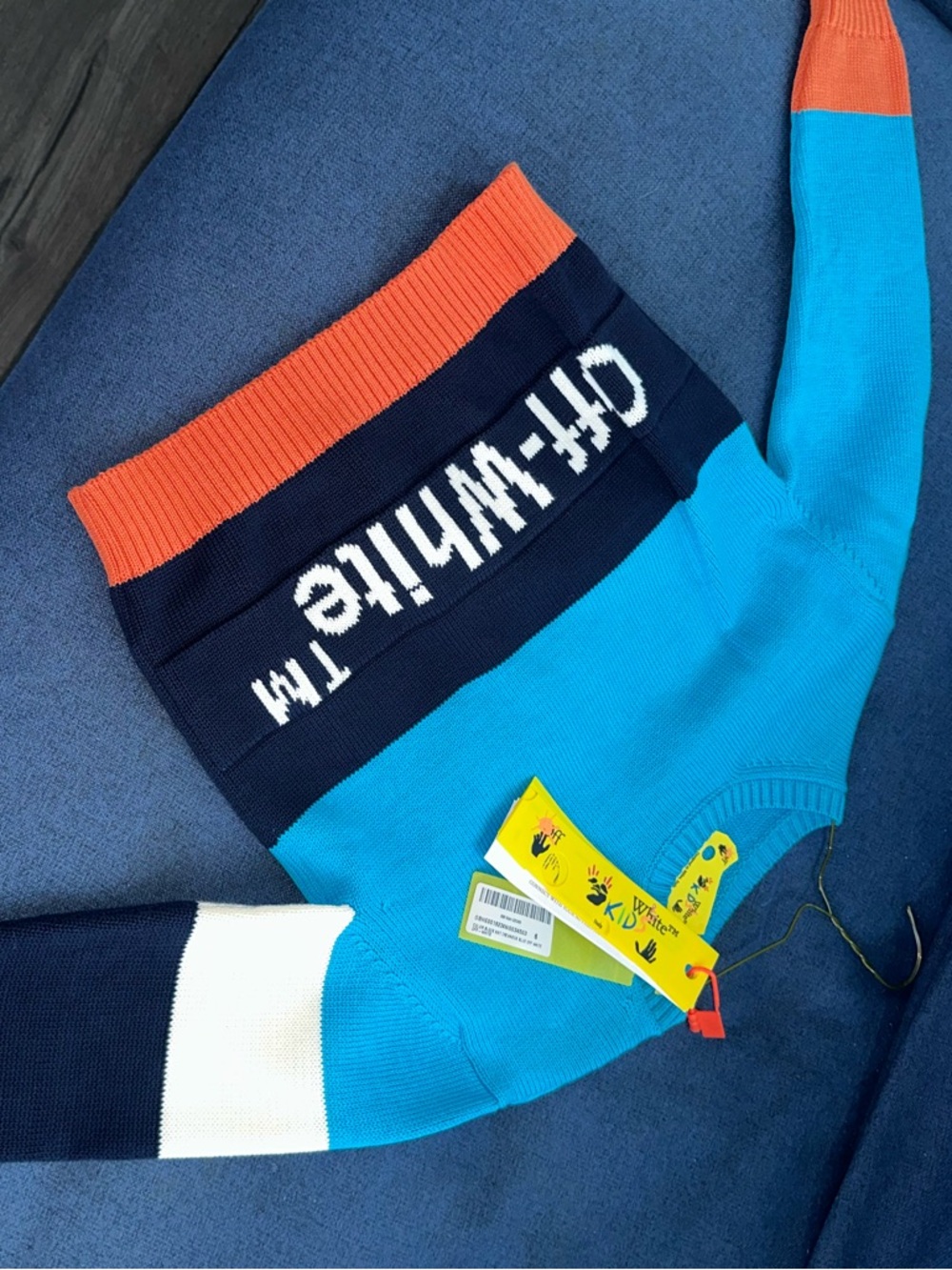Off-White Kids Sweater in Blue, Black, and Orange